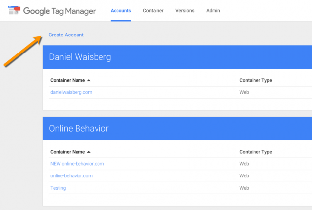 Google Tag Manager account