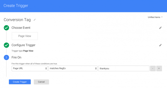 Conversion trigger on Google Tag Manager
