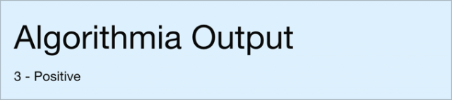 Algorithmia output Algorithmia output