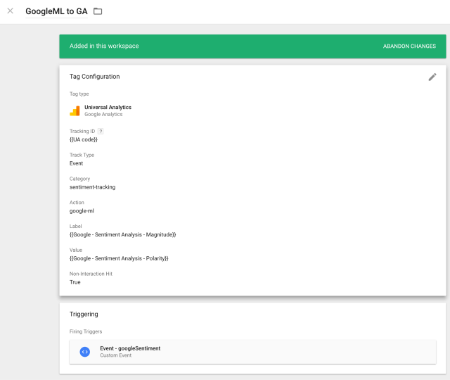 Sentiment value to Google Analytics Sentiment value to Google Analytics
