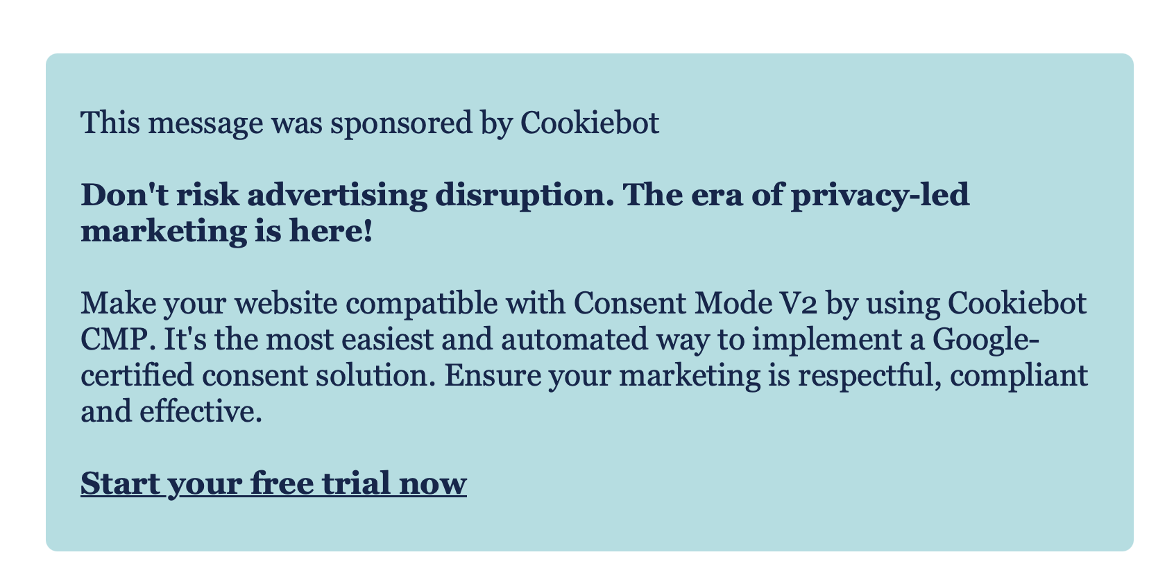 Example sponsored newsletter placement