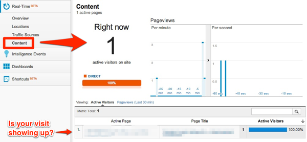 Google Analytics Real Time Debugging