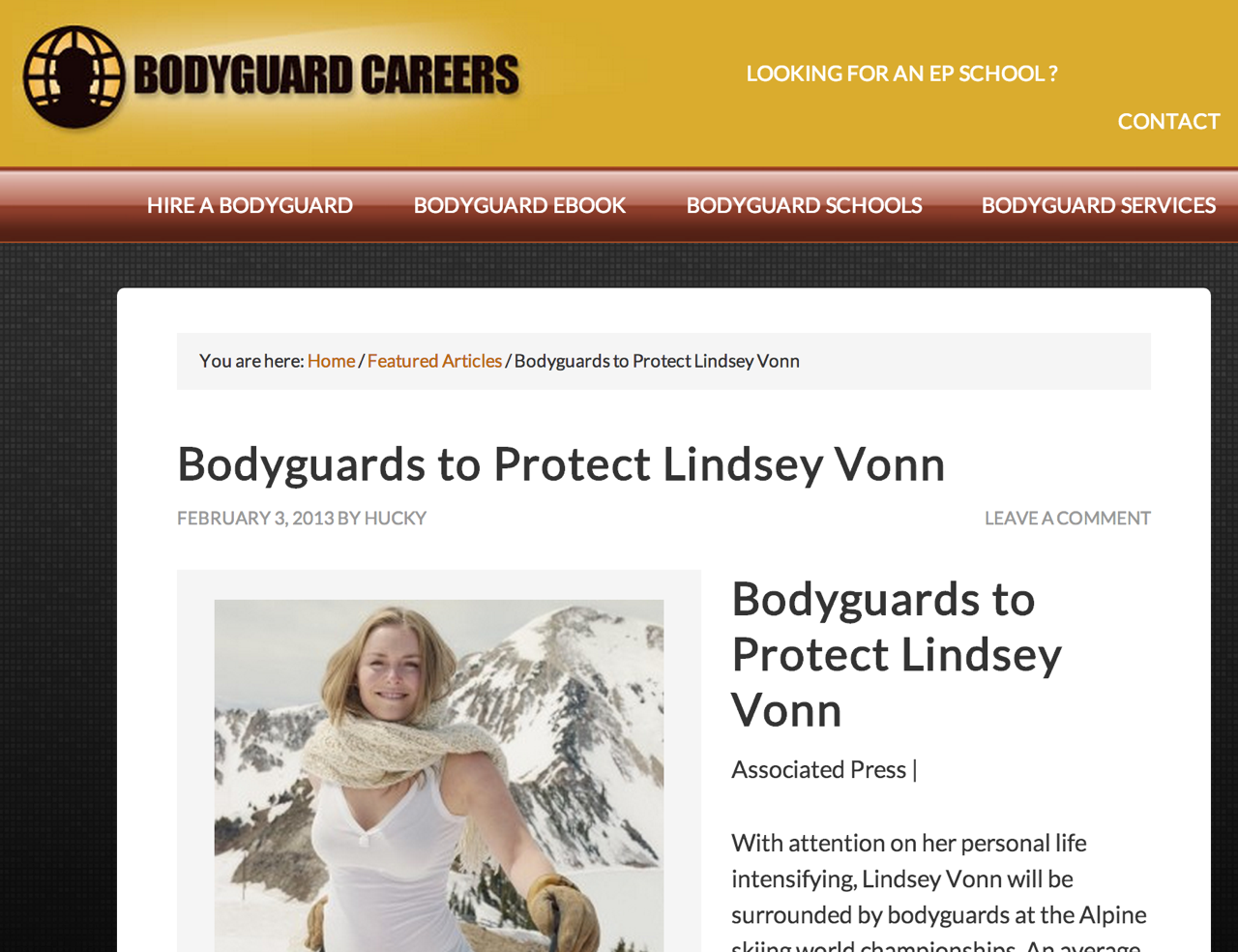 Bodyguards to Protect Lindsey Vonn