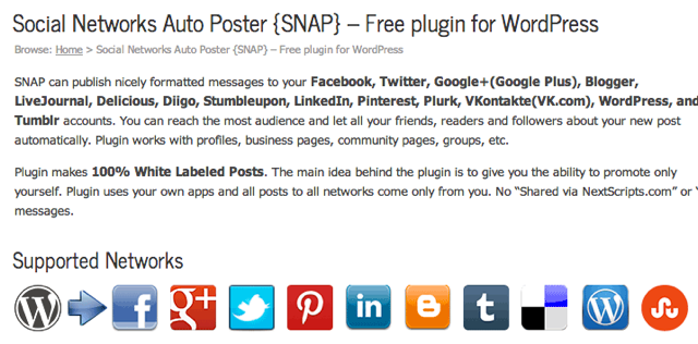 Social Networks Auto Poster Supported Services