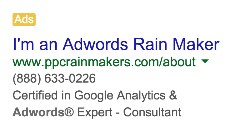 AdWords Rainmaker Ad