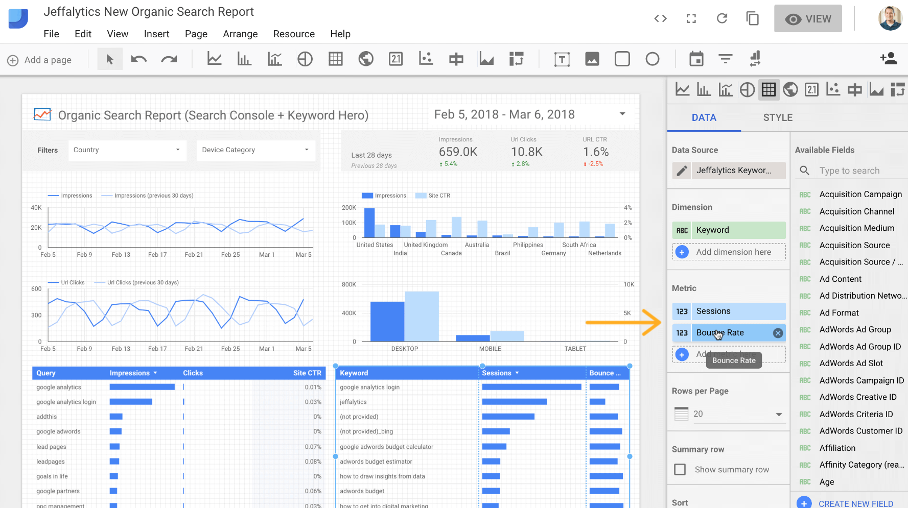 Adding metrics to our seo dashboard