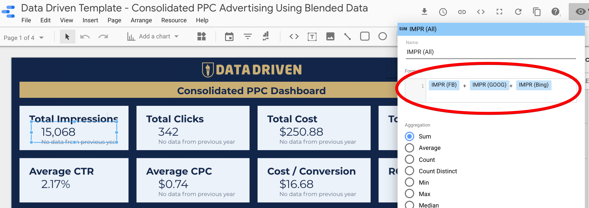 creating calculated metrics from blended data