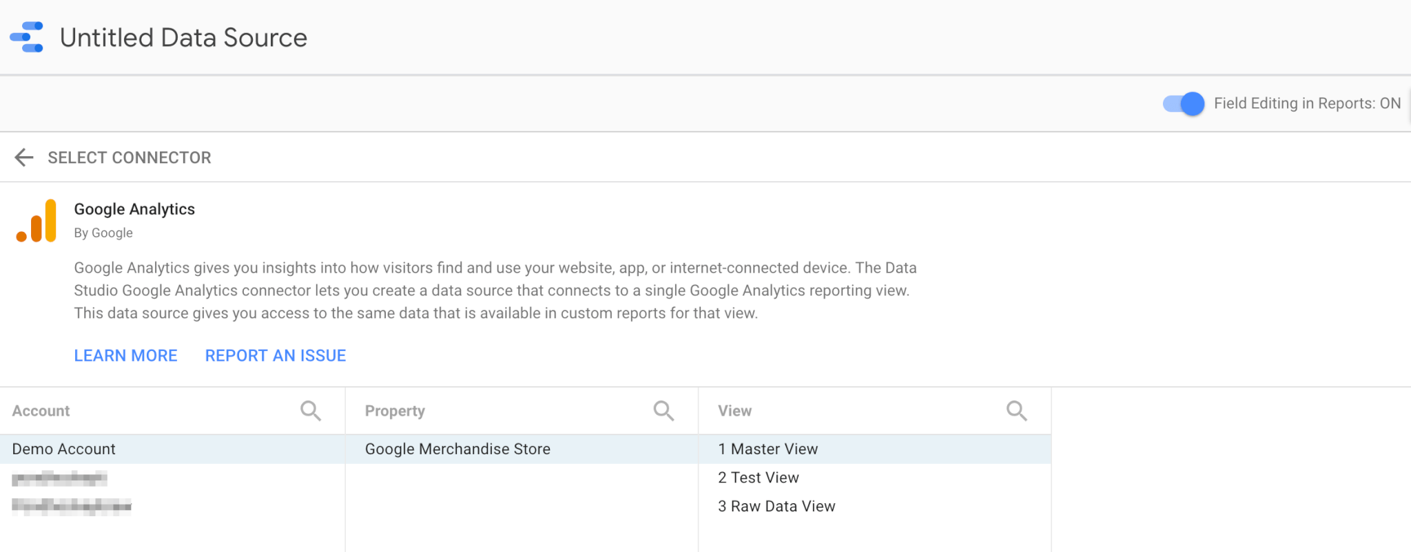 Connecting to Google Analytics with Google Data Studio