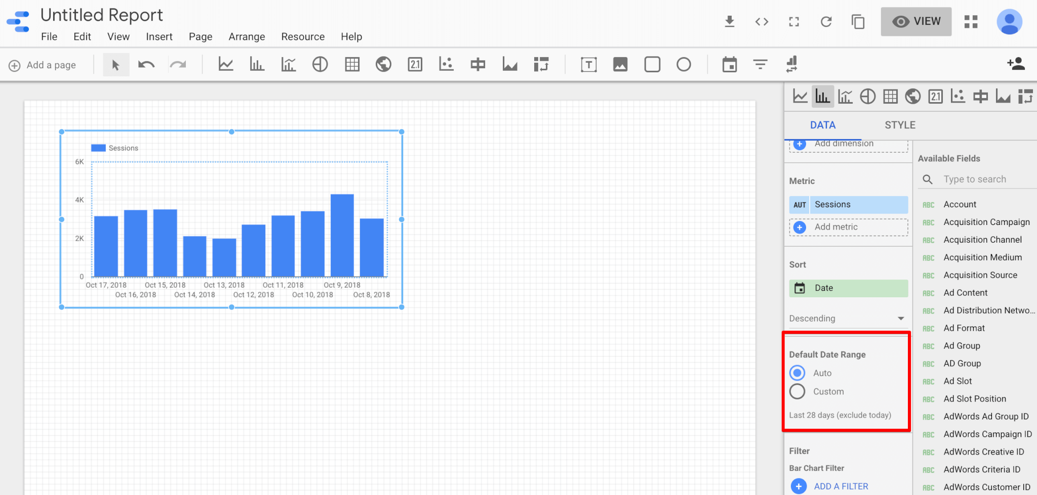 Edit your data range in Google data studio