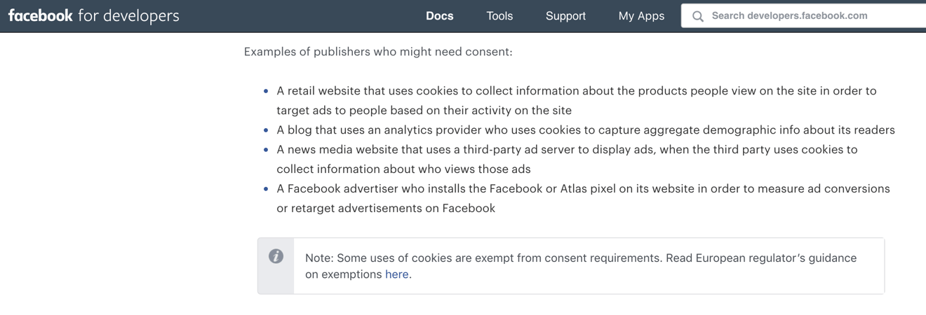 Facebook documentation on GDPR