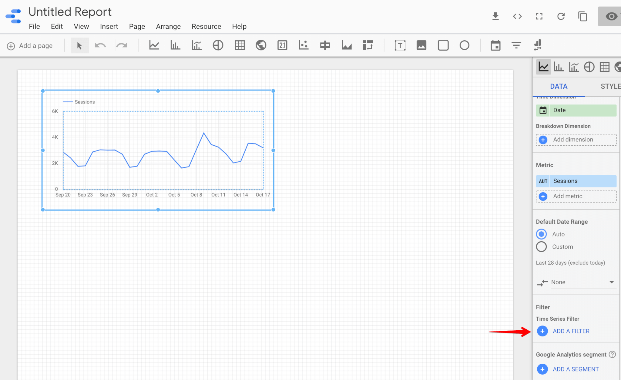 Add filters to Google Data Studio