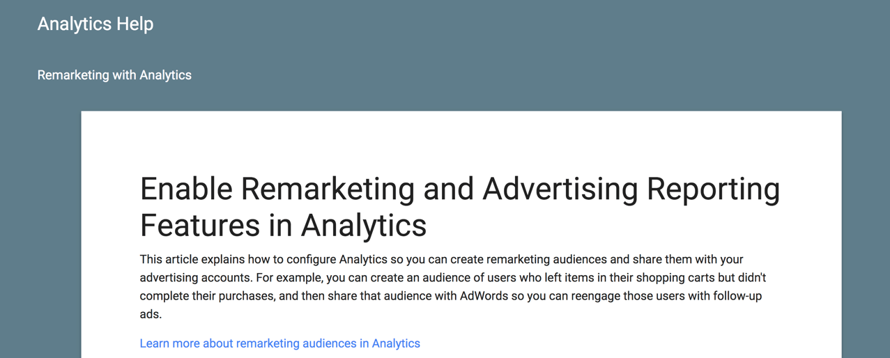 remarketing and advertising support article