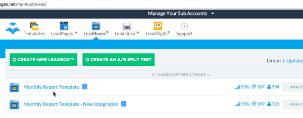 LeadPages LeadBoxes Results