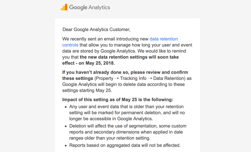 Google Analytics email response