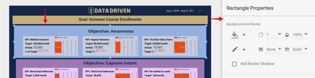 Design elements in Google Data Studio