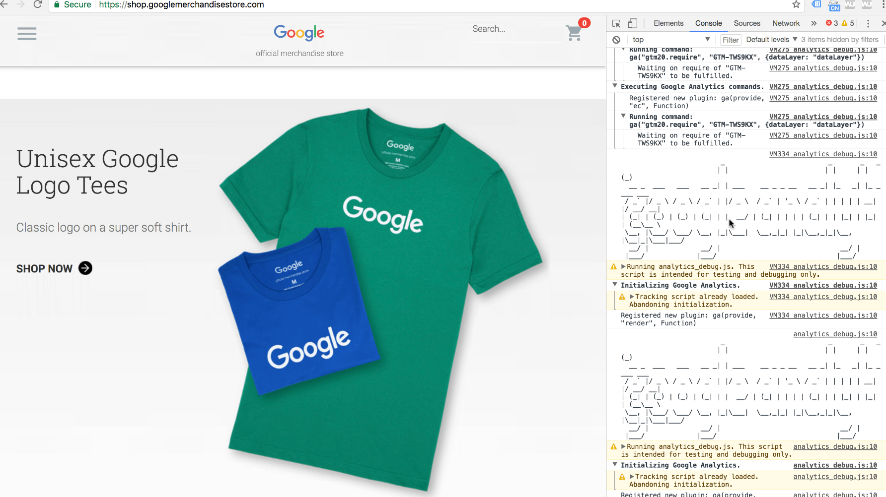 Google Analytics debugger