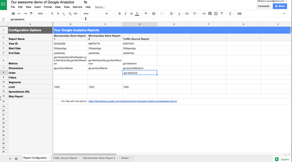 Google Analytics API syntax