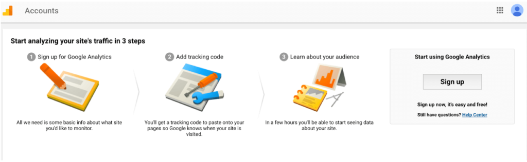 Google Analytics account setup process