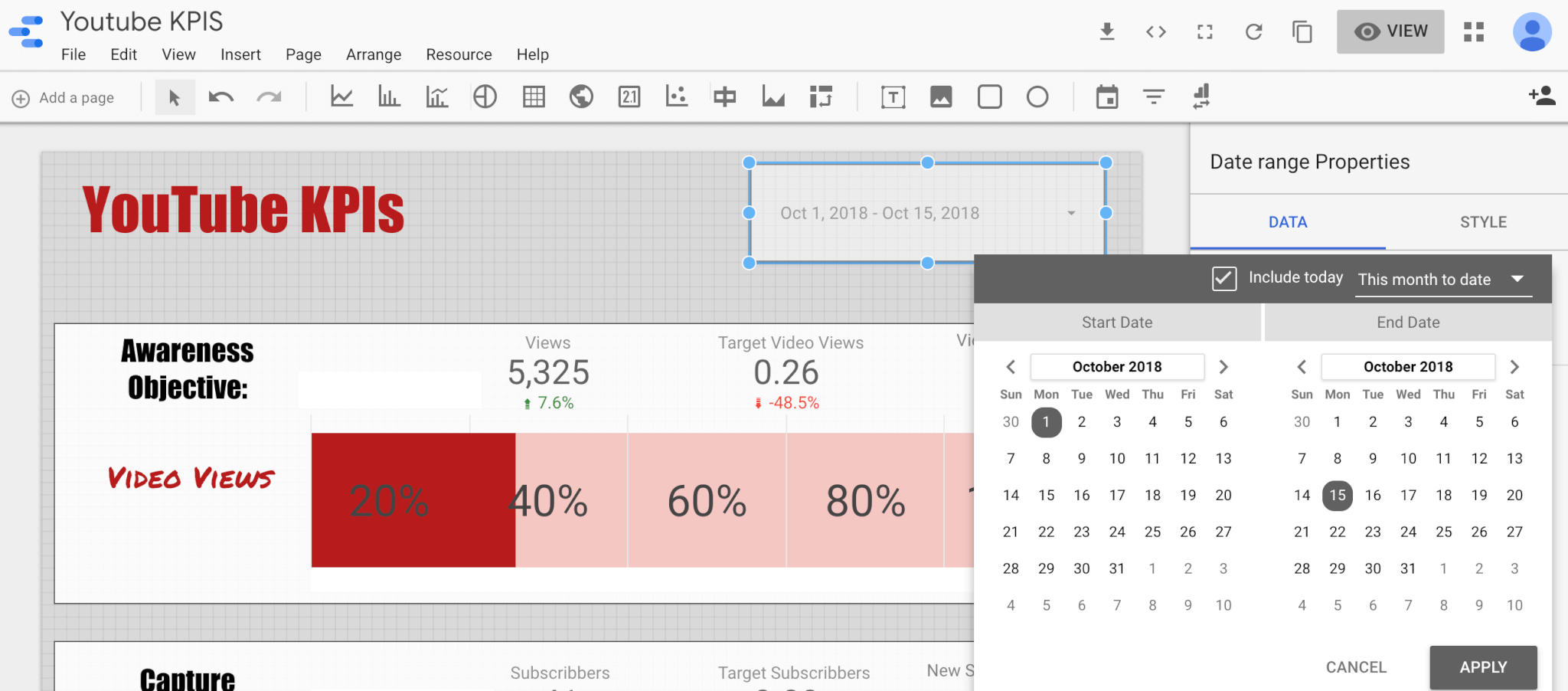 Live data in Google Data Studio