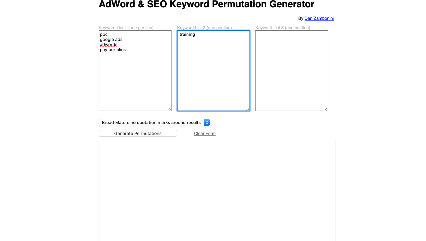 Keyword Permutation