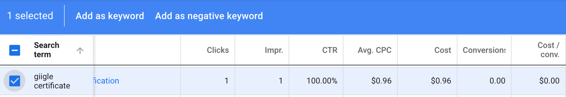 Adding Negative Keywords