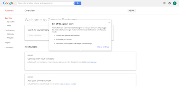 Setting up Google Partners account