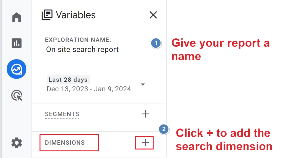 Add dimension variable exploration ga4 report