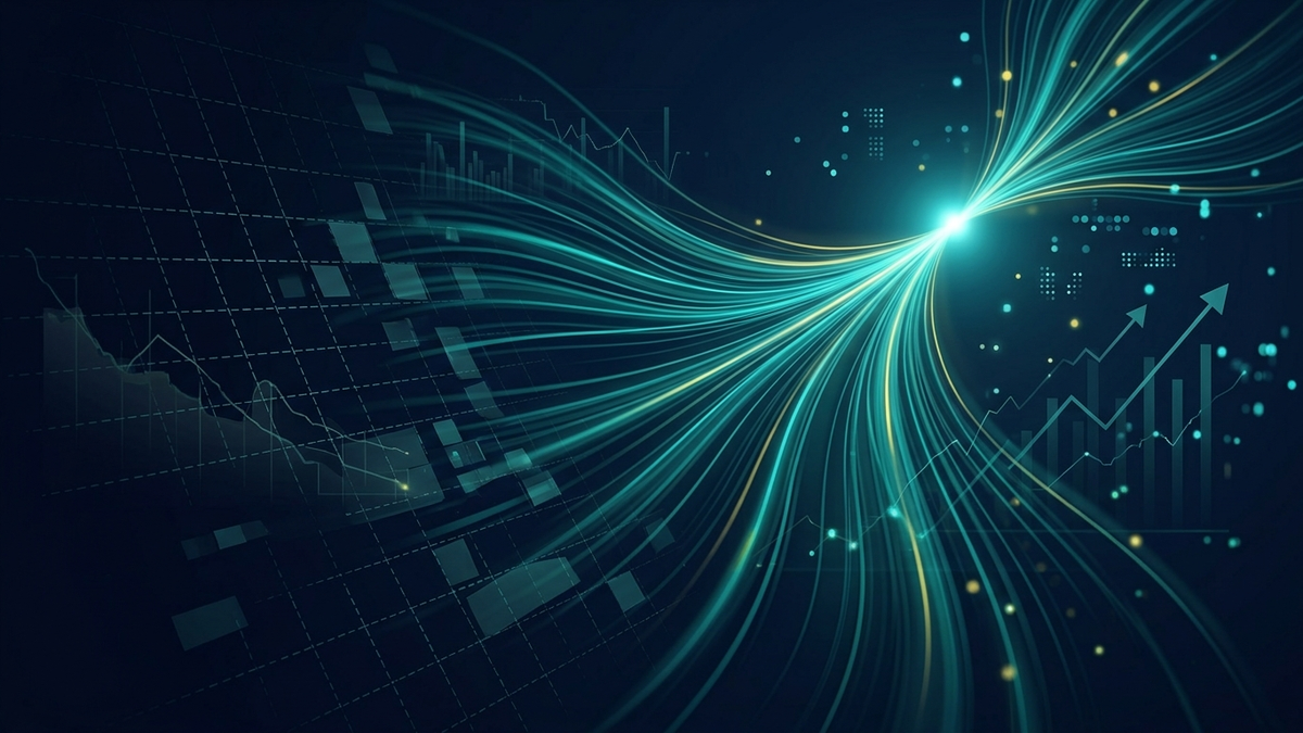 Abstract visualization of search evolution from traditional SEO to AI-powered answer engine optimization