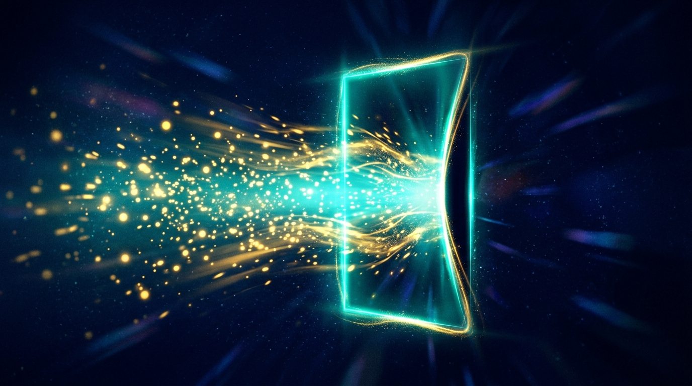 Abstract illustration of a narrowing window of opportunity with data flowing through