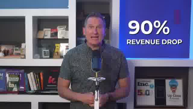 Jeff Sauer with 90 percent revenue drop overlay demonstrating the hourly billing problem