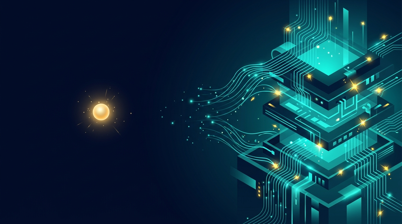 Abstract illustration contrasting AI as a single tool versus AI as a layered operating system