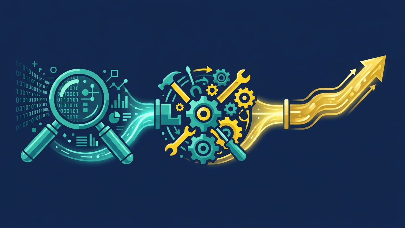 Three-stage pipeline from audit to implementation to recurring retainer