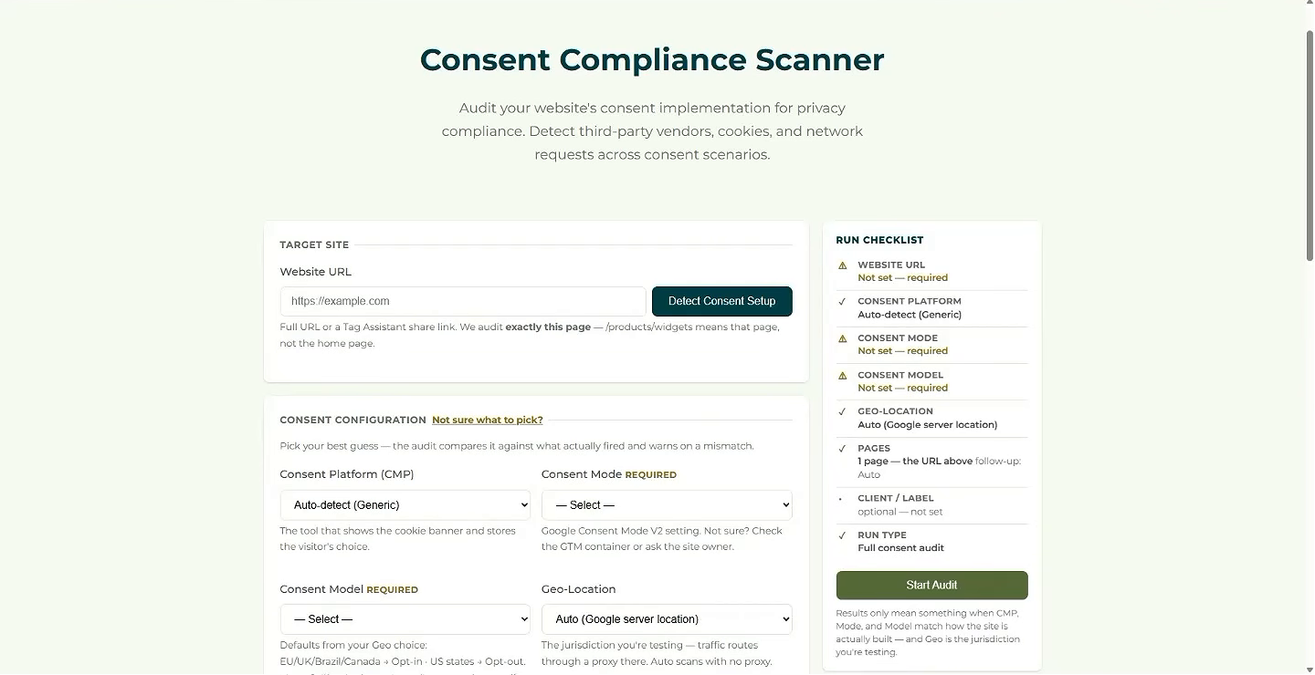 Fred Pike's Consent Compliance Scanner at cmpaudit.com