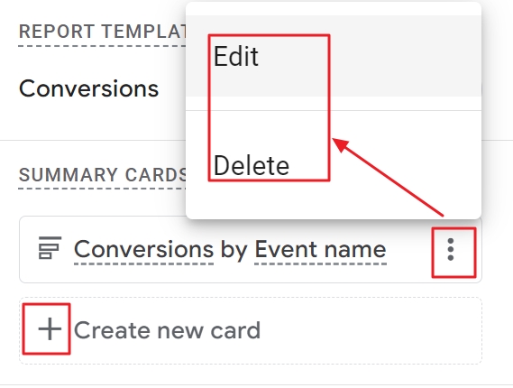 customize conversion summary card ga4