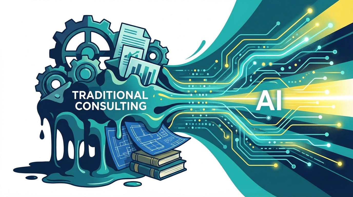 Replacing expensive consulting with AI-powered research tools concept illustration