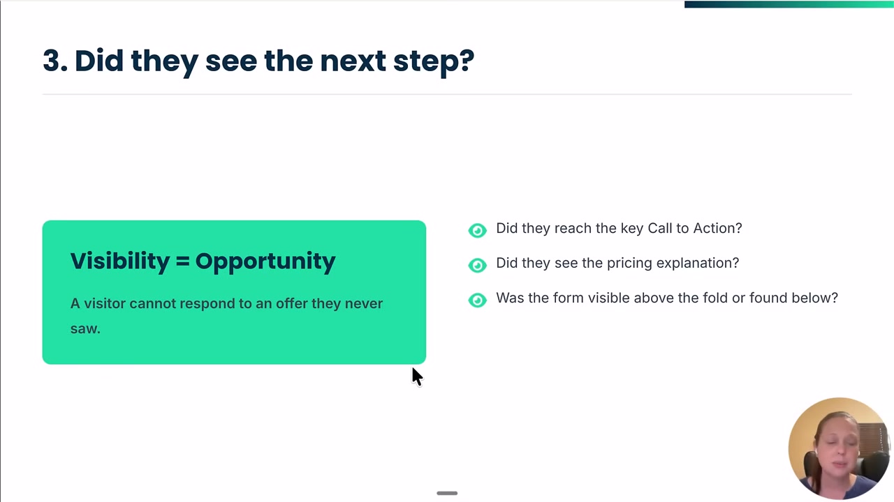 Diagnostic question 3: did visitors see the next step and the call to action