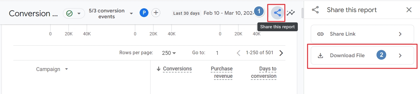 Download conversion paths report ga4