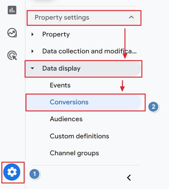 Ga4 conversions settings admin