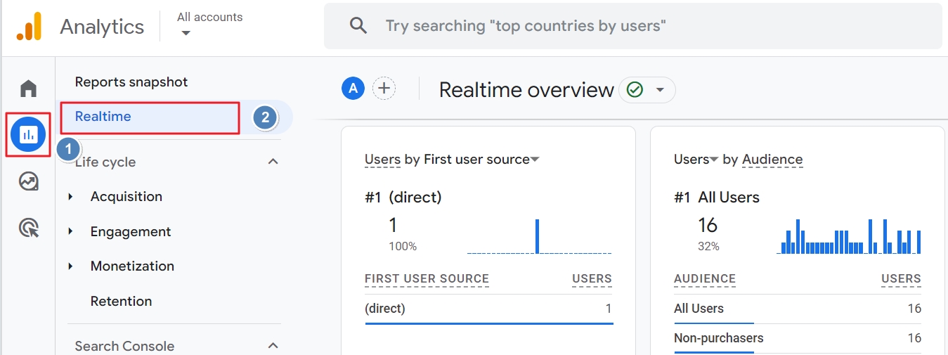 ga4 navigation real time report