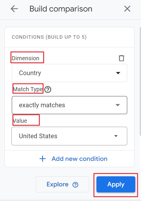 google analytics build comparison conversion report geographical users