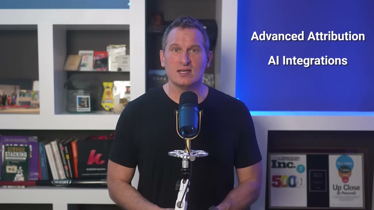 Jeff Sauer presenting GA4 credentials with Advanced Attribution and AI Integrations text overlay
