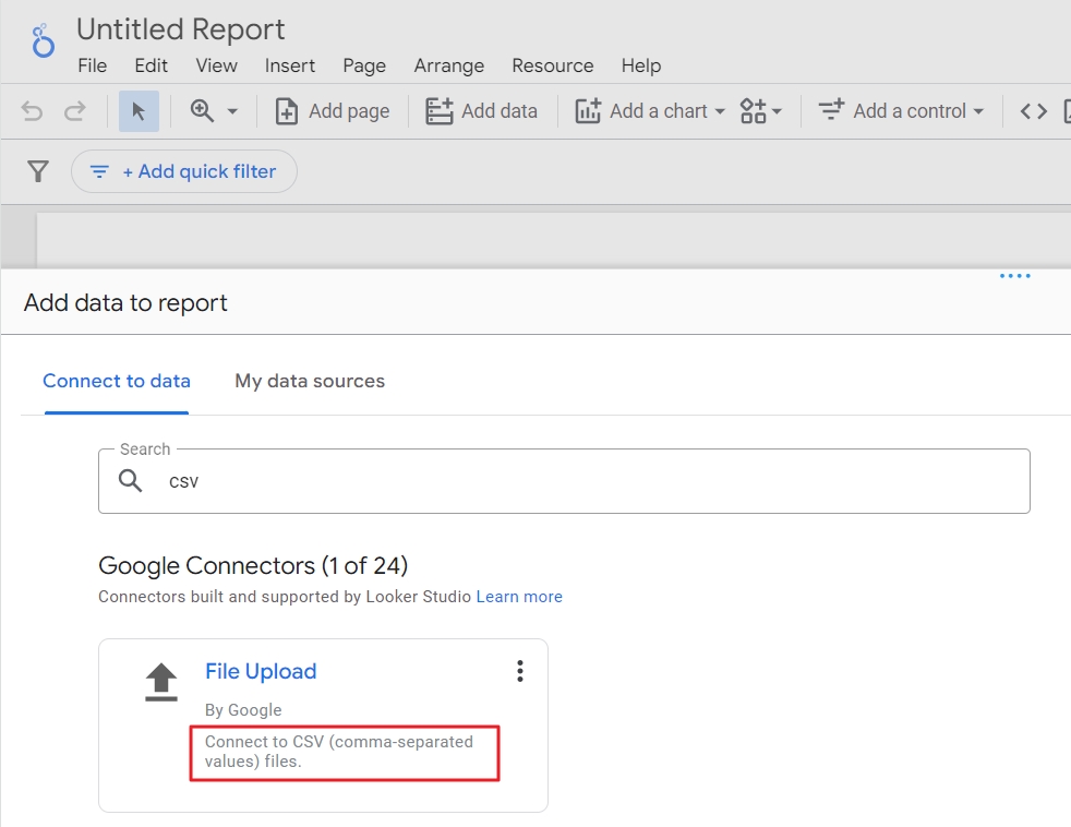 Looker Studio import UA CSV file