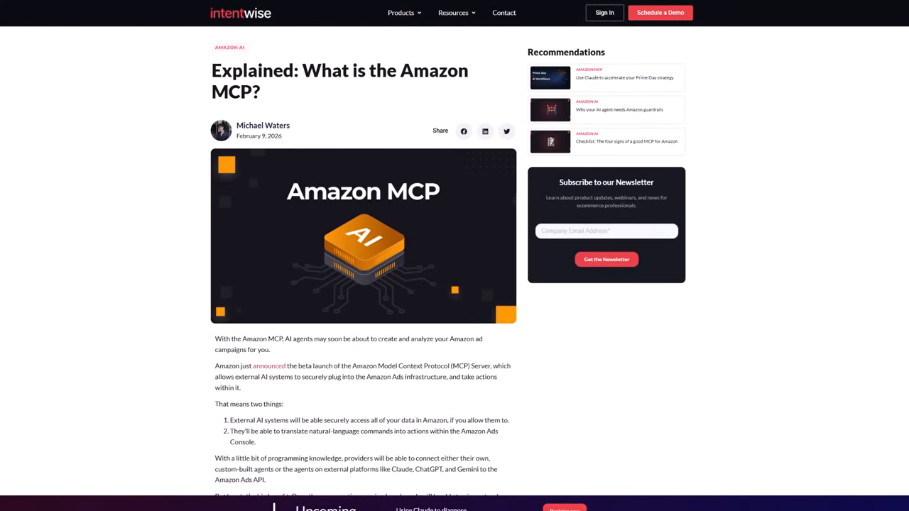 An article explaining the Amazon MCP server for the Amazon Ads infrastructure
