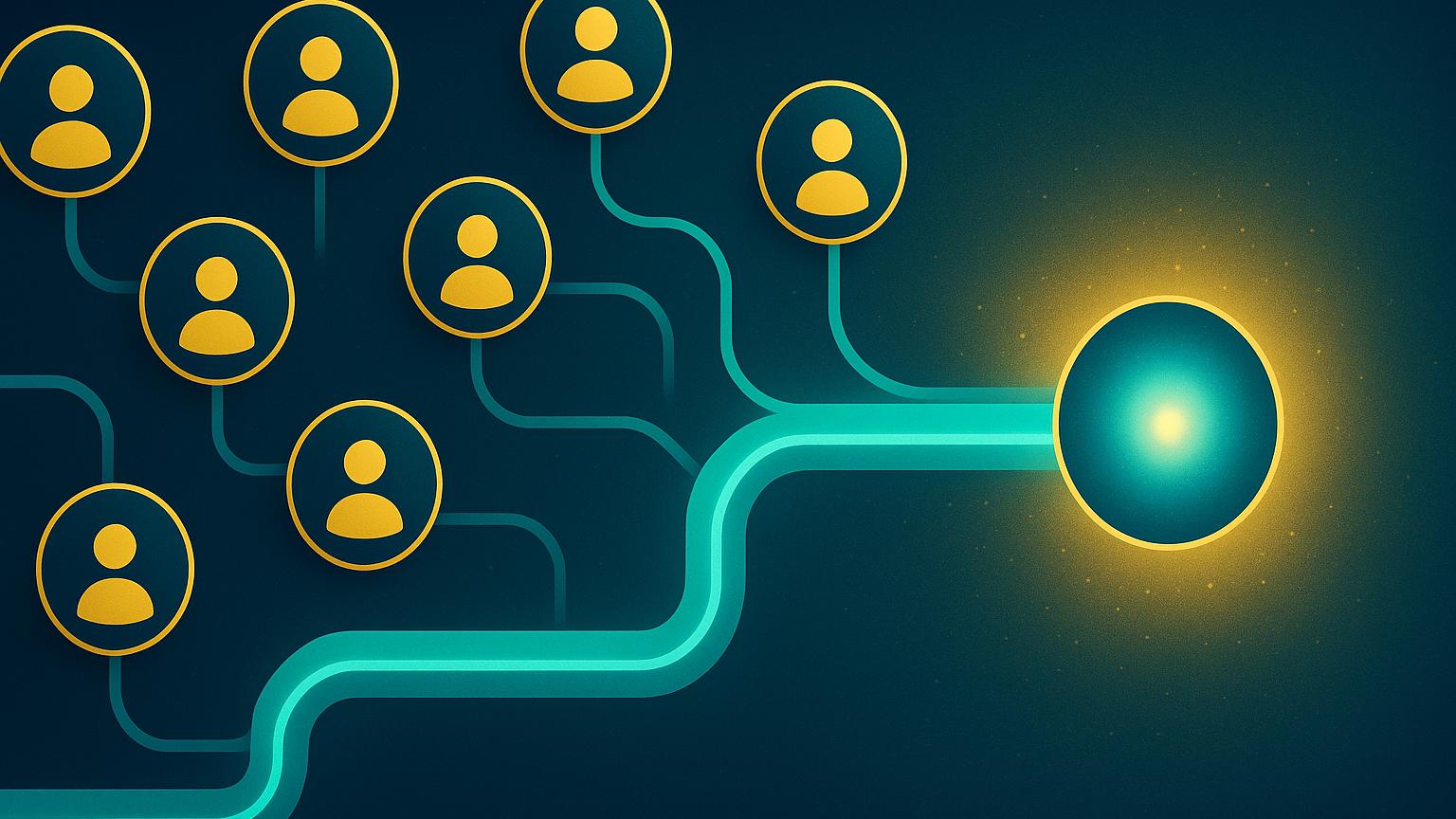 Contact records flowing through an AI hub, representing CRM and email MCP servers