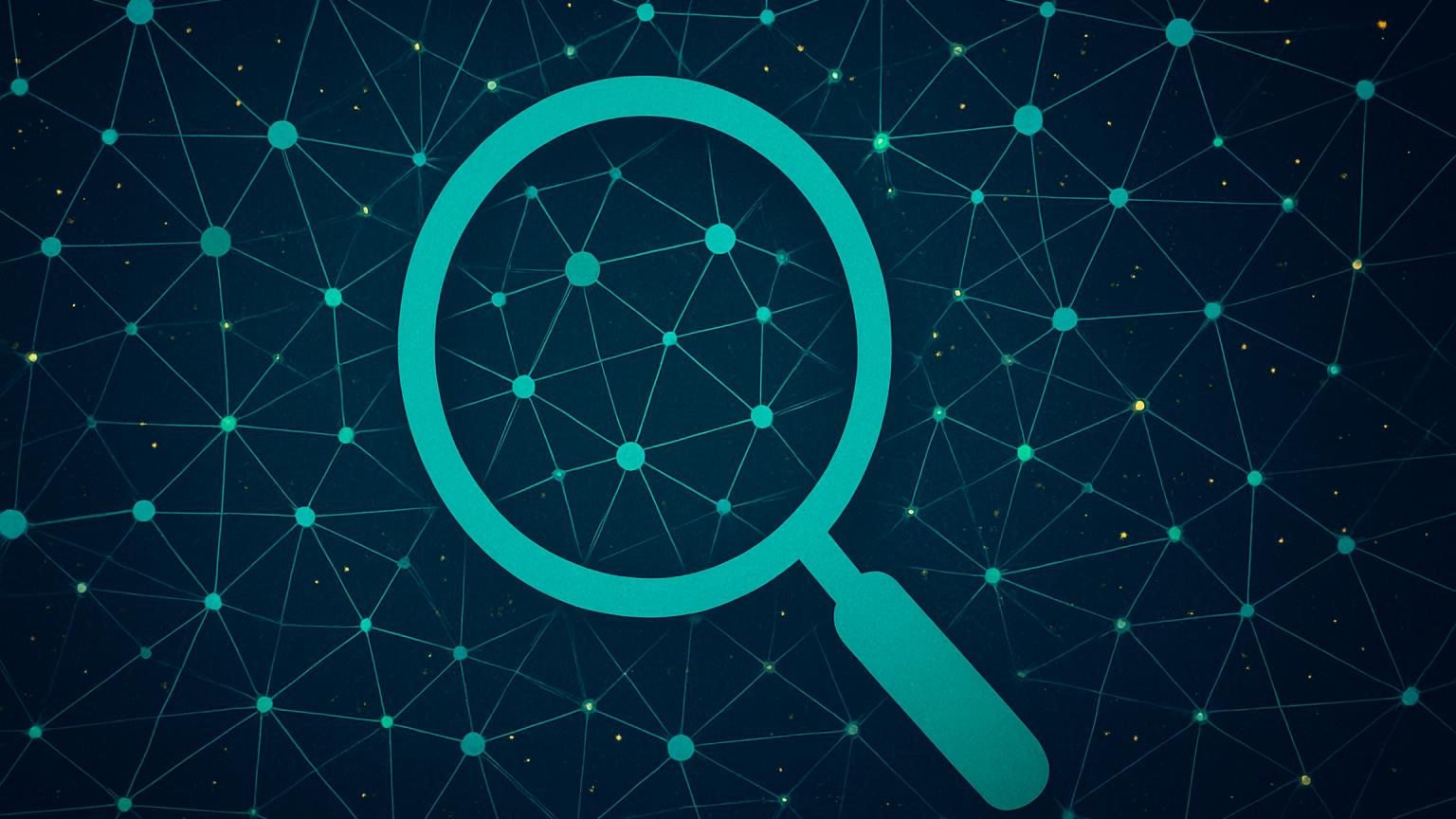 A magnifying glass over a web of search-data nodes, representing SEO MCP servers