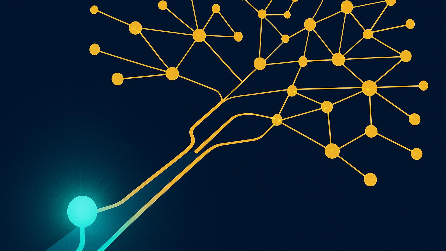 A single starting node branching into a larger network, representing where to begin