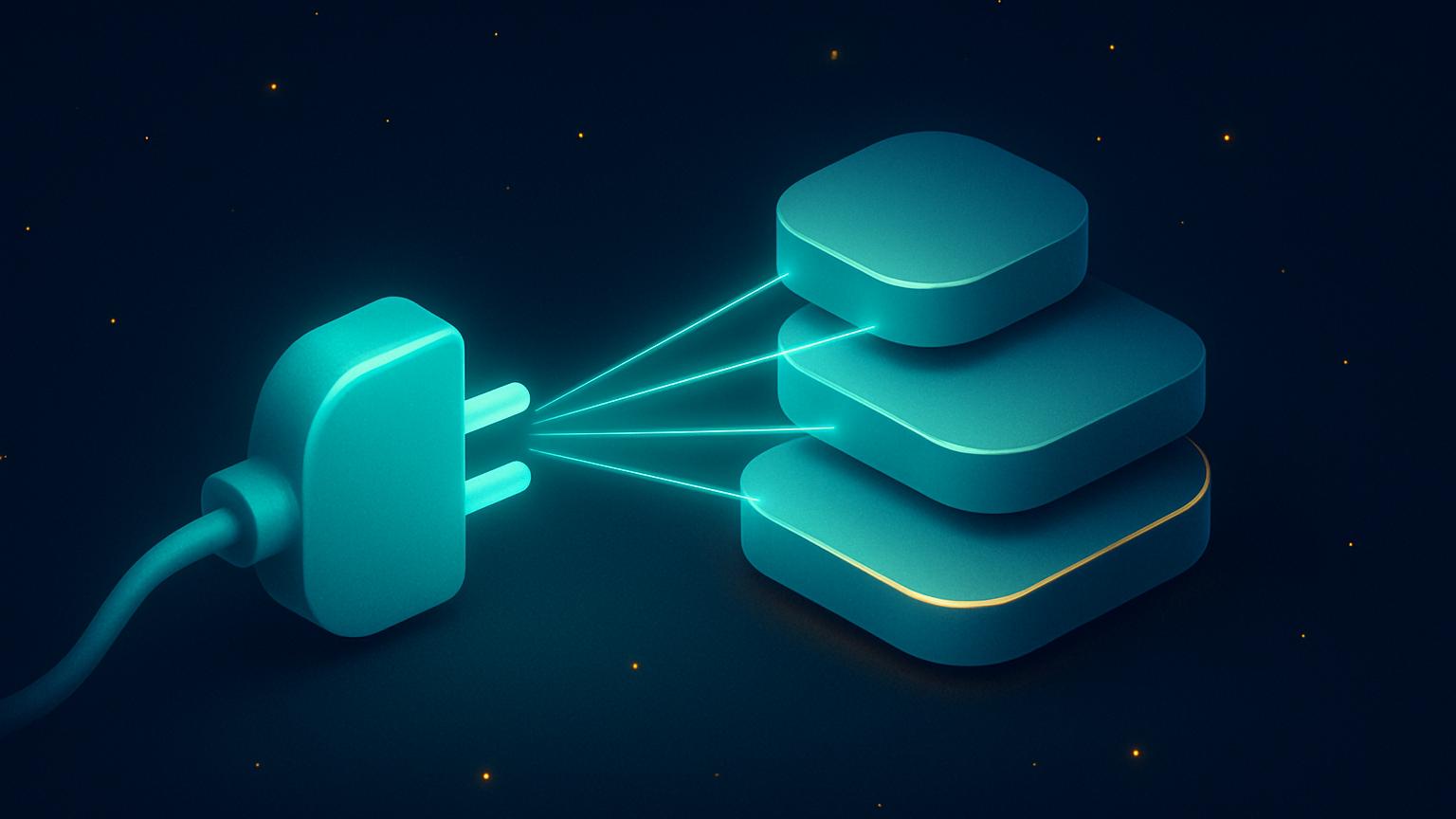 A connector linking an AI tool into several software platforms