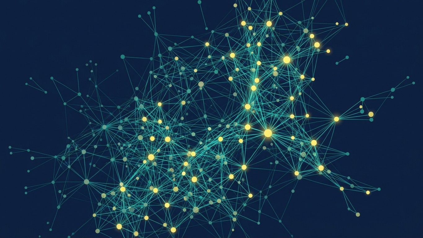 Interconnected measurement nodes showing ongoing analytics complexity
