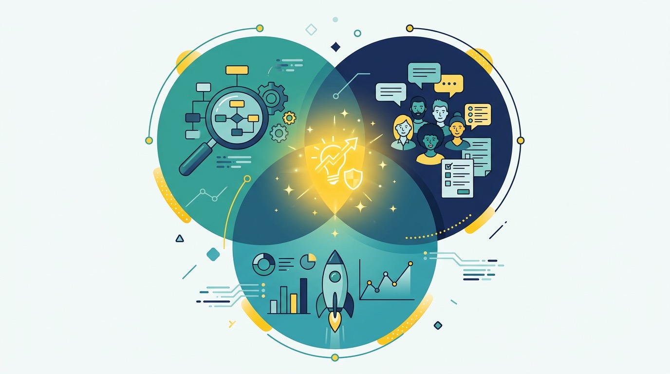 Venn diagram of measurement triangulation framework with three overlapping approaches