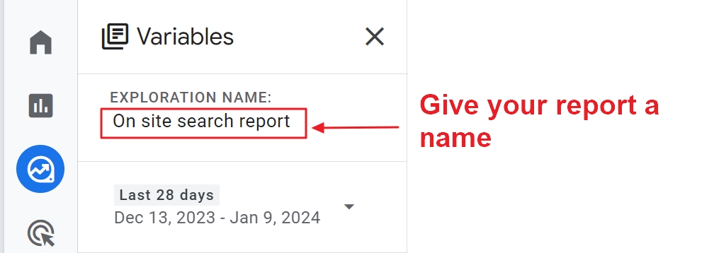 name on site search exploration ga4
